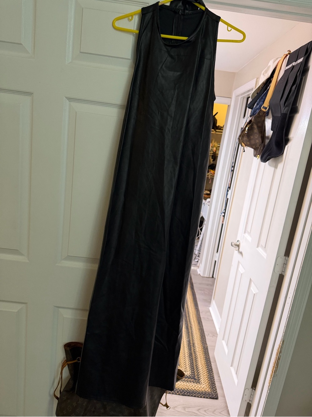 Women’s Black Faux Leather Maxi Dress